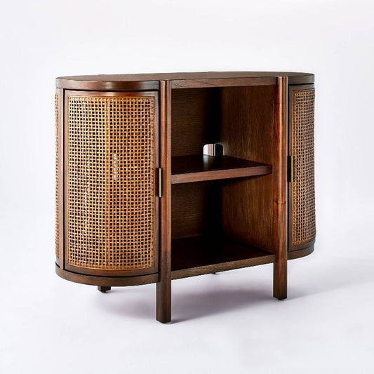Portola Hills Caned Door Console With Shelves Walnut - Threshold™ Designed With Studio Mcgee : Target