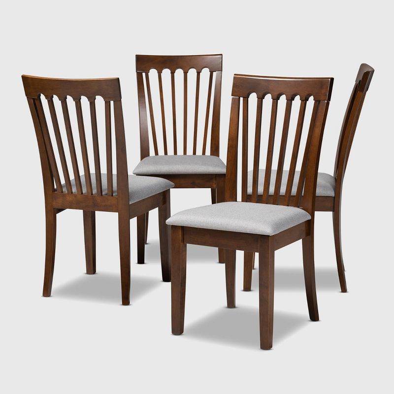 Set Of 4 Minette Fabric Upholstered Walnut Dining Chairs - Baxton Studio: Rubberwood, Polyester : Target