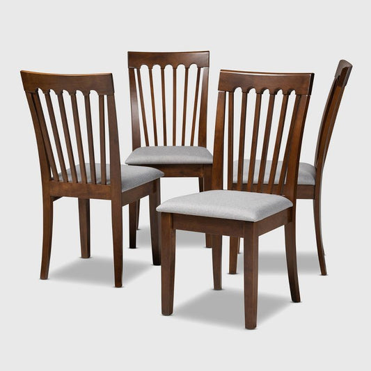 Set Of 4 Minette Fabric Upholstered Walnut Dining Chairs - Baxton Studio: Rubberwood, Polyester : Target