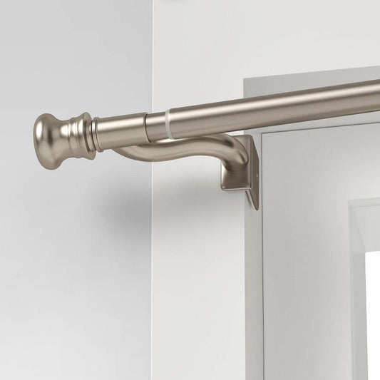 28"-48" Twist and Shout Easy Install Curtain Rod Brushed Nickel - Room Essentials: No Drill Tension Rod, Silver