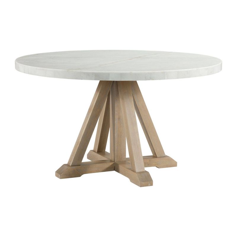 Liam Round Dining Table White - Picket House Furnishings: Marble Top, Natural Base, Seats 4 : Target