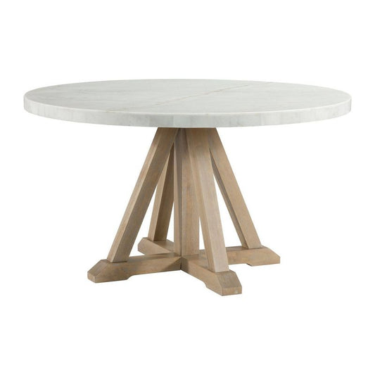 Liam Round Dining Table White - Picket House Furnishings: Marble Top, Natural Base, Seats 4 : Target