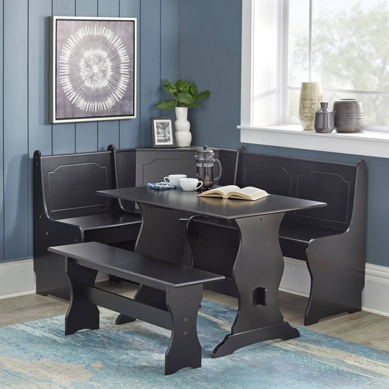 3pc Nook Dining Set Black - Buylateral: Corner Bench, Mdf, Seats 4, Farmhouse Style : Target