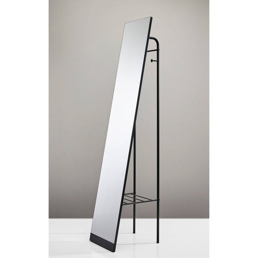 Tillie Floor Mirror - Adesso: Freestanding, Matte Black With Coat Hooks & Storage Shelf : Target