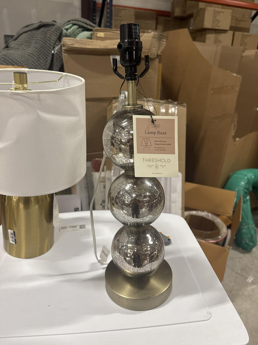 Large Stacked Glass Ball Table Lamp Base Brass - Threshold: Mercury Finish, ETL Listed, No Shade