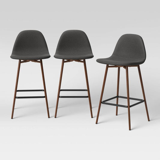 3pk Copley Counter Height Barstool Dark Gray - Threshold™: Upholstered, Plywood Frame, Footrest : Target