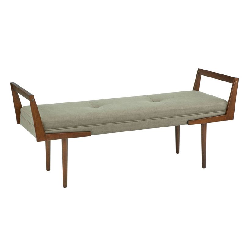 Gentry Bench Taupe - Buylateral: Mid-century Modern, Rubberwood Frame, Textured Upholstery, Button Tufted : Target