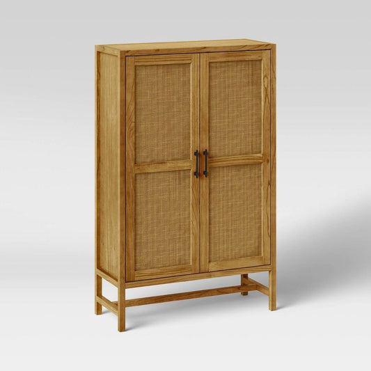 Warwick Library Cabinet Natural - Threshold™: Rattan-Panel Doors, Hardwood Frame, Storage : Target