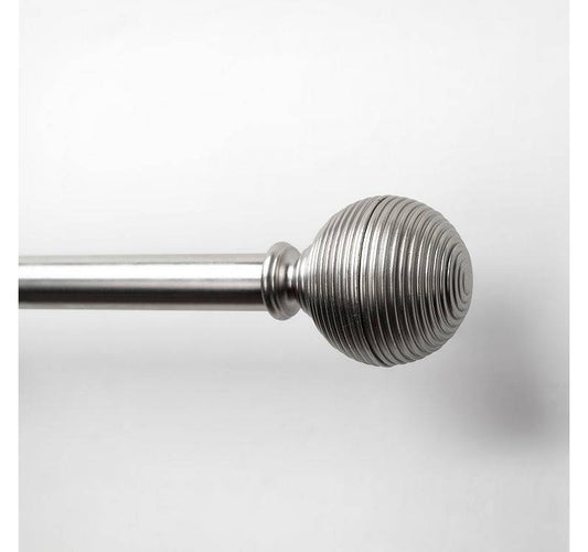 66"-120" Decorative Drapery Single Rod Set with Lined Ball Finials Brushed Nickel - Lumi Home Furnishings: Adjustable Curtain Rods, Zinc Alloy