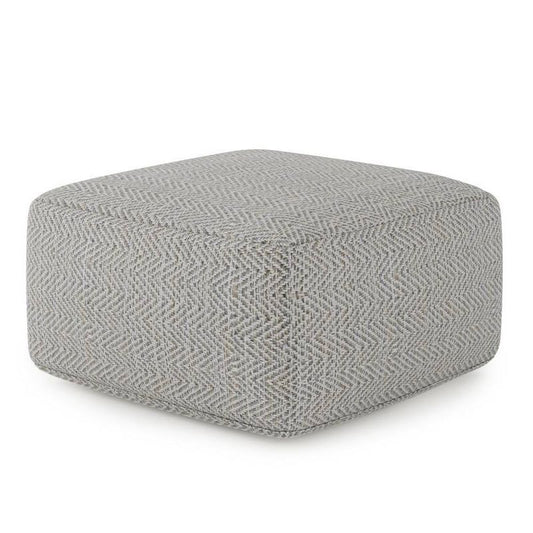 Terri Square Pouf Patterned Gray Melange - Wyndenhall: Hand Woven, Cotton Upholstery, No Assembly Required : Target