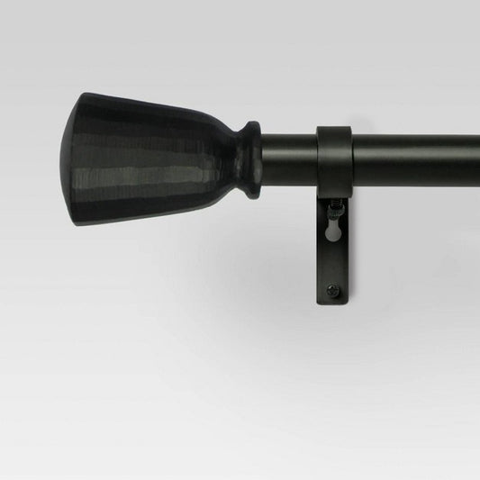 66"-120" Chiseled Cone Curtain Rod Black - Threshold: Steel, Single Rod, 0.875" Diameter, 3.5" Projection