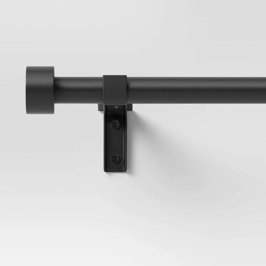 28"-48" Easy Hang Frame Mount Curtain Rod Set Black - Room Essentials: Steel, Single Rod, Side Mount Hardware