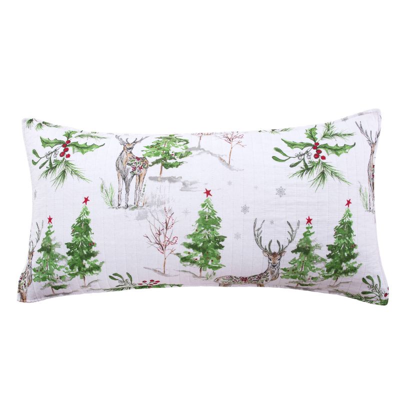 Standard Villa Lugano Sleigh Bells Sham White/green/red - Levtex Home: Cotton Reindeer Design, Tie Closure : Target