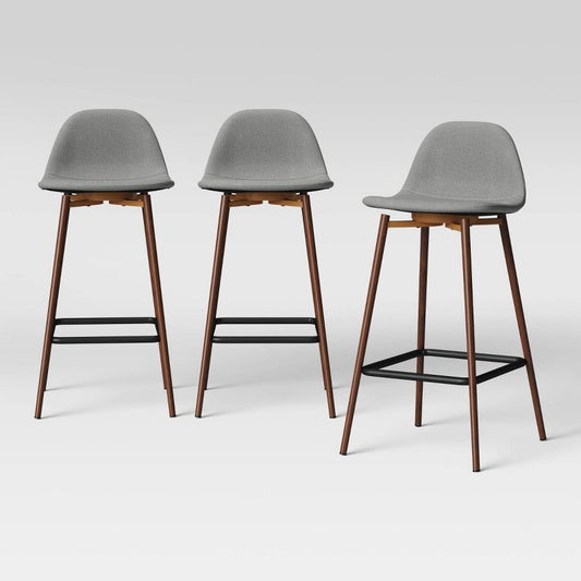 3pk Copley Counter Height Barstool Light Gray - Threshold™: Mid-century Modern, Upholstered, Footrest : Target