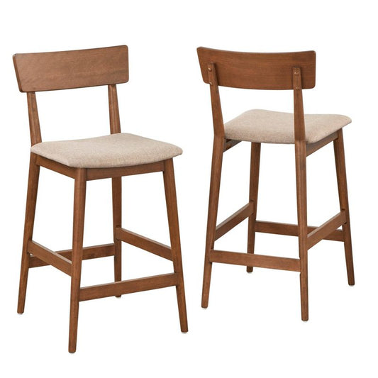 Set Of 2 24" Newington Counter Height Barstools Walnut - Lifestorey: Mocha Linen, Rubberwood Legs : Target