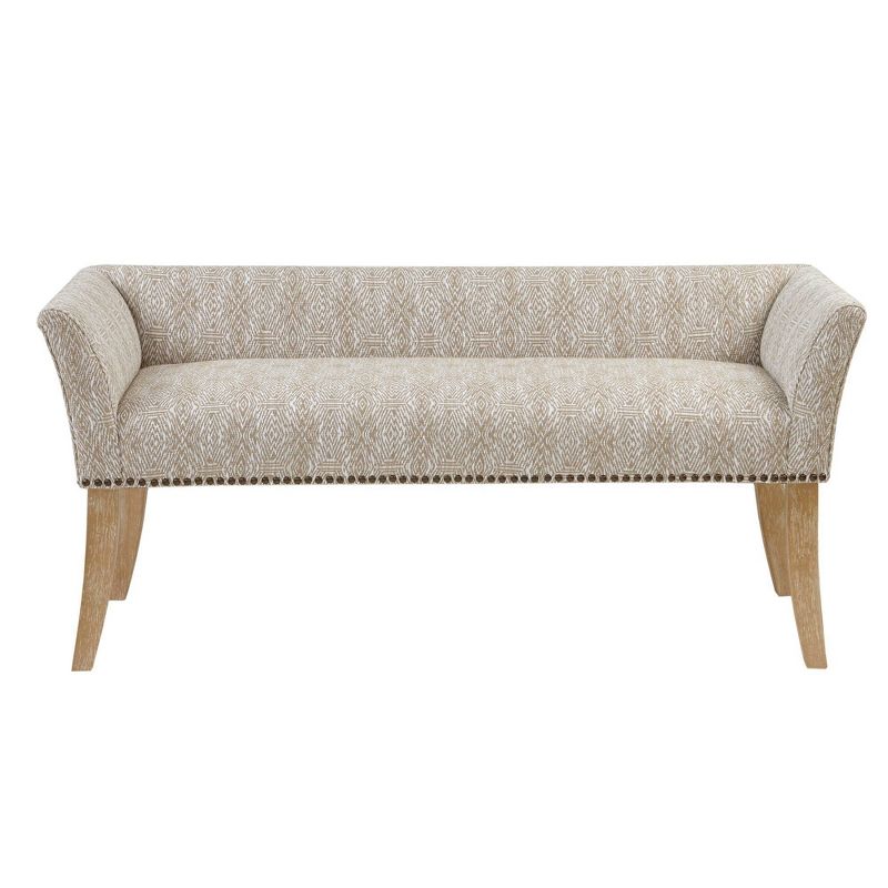 Madera Accent Bench Taupe: Madison Park, Rectangle, Nailhead Trim, Polyester Upholstery, Wood Legs : Target