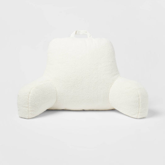 Faux Shearling Bed Rest Pillow Cream - Room Essentials: Supportive Backrest for Dorm, Hypoallergenic Fill