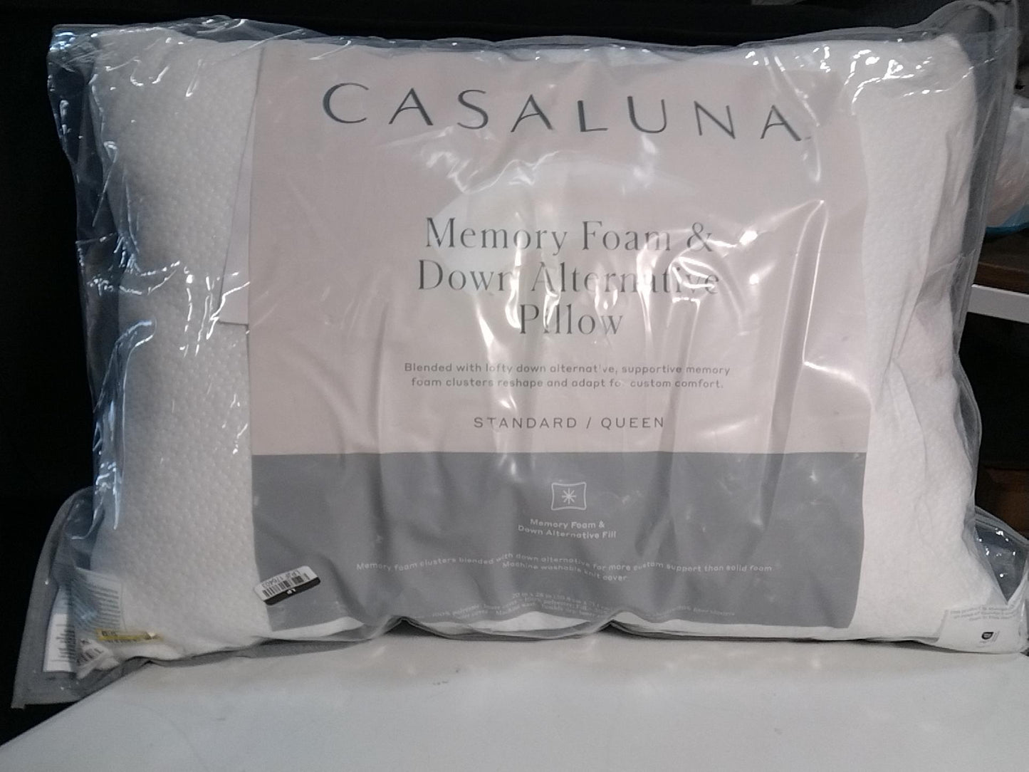 Standard/Queen Medium Machine Washable Memory Foam & Down Alternative Bed Pillow - Casaluna