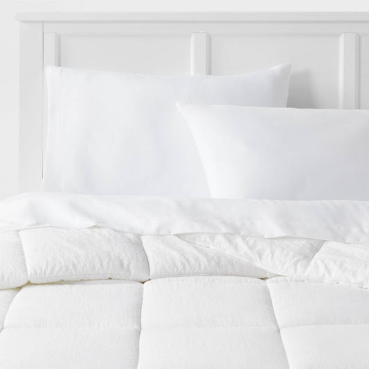 Twin/twin Extra Long Down Alternative Washed Microfiber Reversible Comforter White - Room Essentials™: Oeko-tex Certified, All Ages : Target