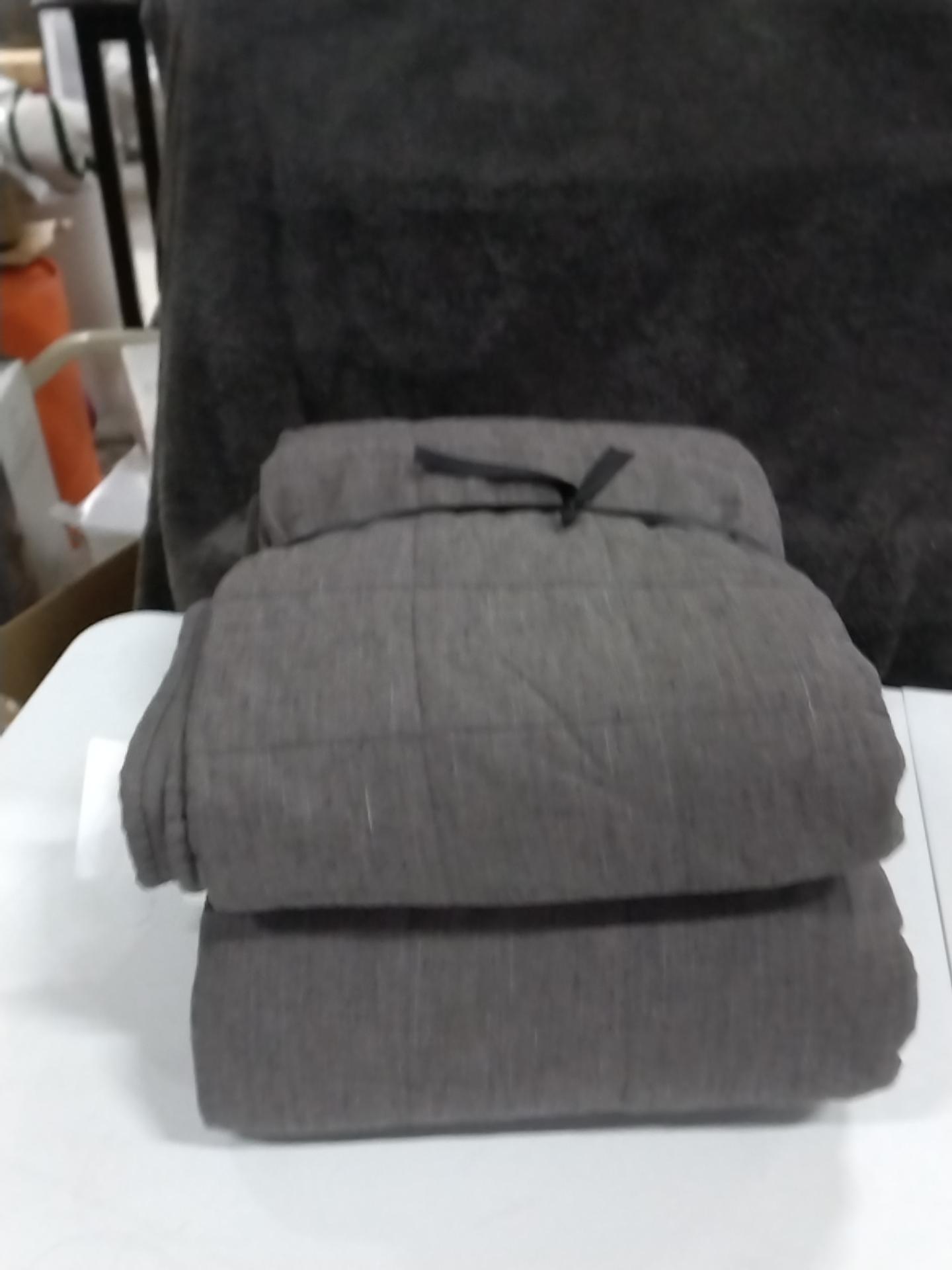 King Space Dyed Cotton Linen Quilt Dark Gray - Threshold: OEKO-TEX Certified, Woven Coverlet with Double-Needle Stitching