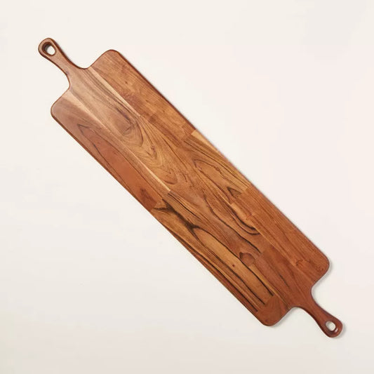 40"x9" Wooden Paddle Serving Board with Handles Brown - Hearth & Hand with Magnolia: Acacia Wood, Farmhouse Style