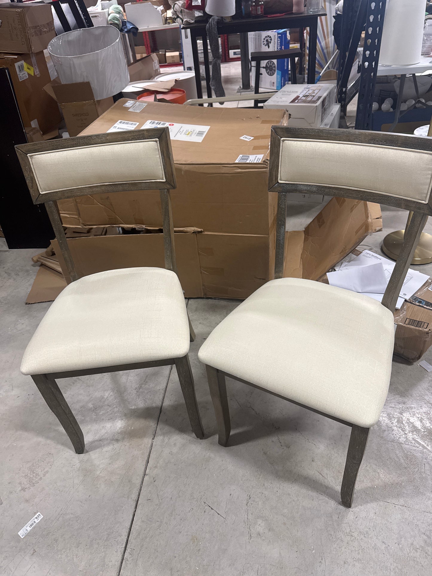 Crosley Set of 2 Alessia Dining Chairs Rustic Gray Wash: Upholstered, Rubberwood Legs, Foam Padded