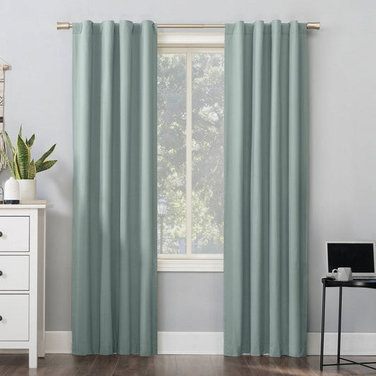 40"x96" Sun Zero 100% Blackout Cyrus Thermal Back Tab Curtain Panel Misty Blue: Modern Indoor Polyester Drapery : Target
