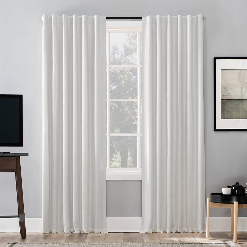 50"x108" Sun Zero Blackout Evelina Faux Dupioni Silk Curtain Panel Off-white : Target