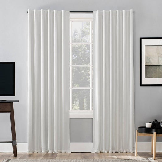 50"x108" Sun Zero Blackout Evelina Faux Dupioni Silk Curtain Panel Off-white : Target