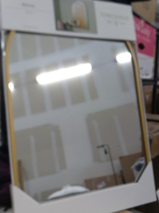 20" x 30" Arched Metal Wall Mirror Brass - Threshold: Modern Powder-Coated, No Assembly, Wall Mount