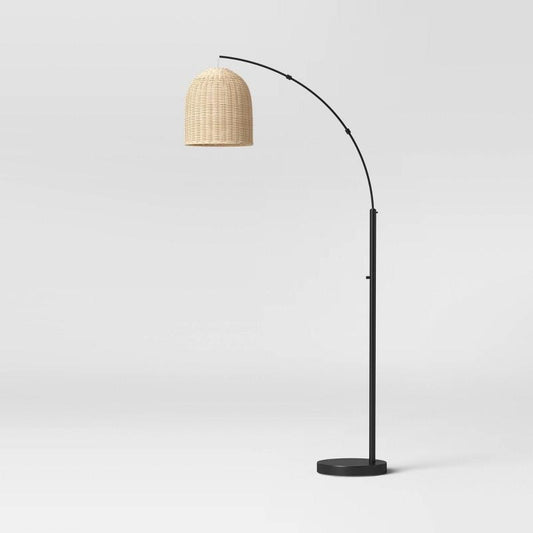 82"x13" Addison Arc Floor Lamp with Natural Rattan Shade - Threshold: Curved Metal, ETL Listed