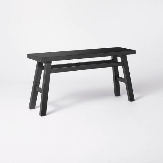 Thatcher Wood Bench Black - Threshold™ Designed With Studio Mcgee: Entryway Seating, Narrow Profile, Rubberwood Frame : Target