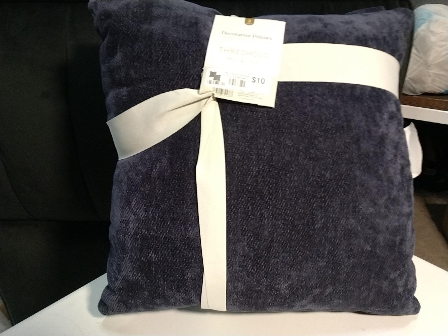 2pk Chenille Square Throw Pillows Navy - Threshold: Indoor Polyester Knife Edge, Traditional Decor Style