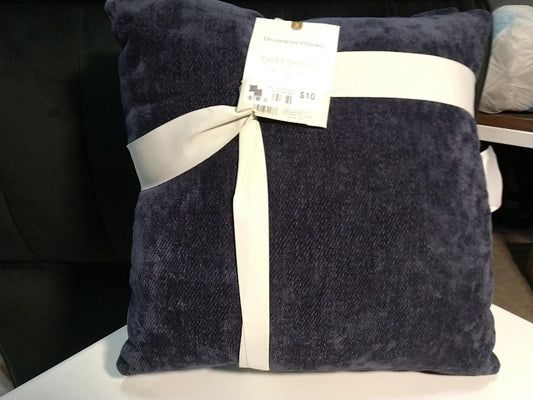 2pk Chenille Square Throw Pillows Navy - Threshold: Indoor Polyester Knife Edge, Traditional Decor Style