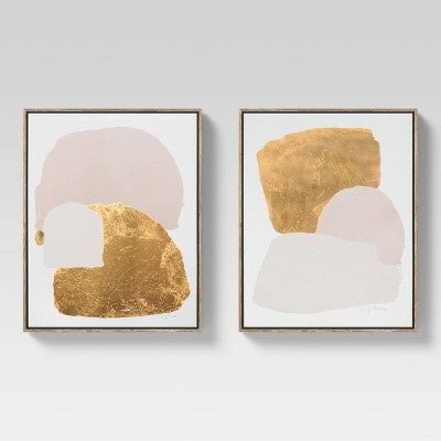 (Set of 2) 16" x 20" Framed Canvases Pink/Gold - Threshold (Please be advised that sets may be missing pieces or otherwise incomplete.)