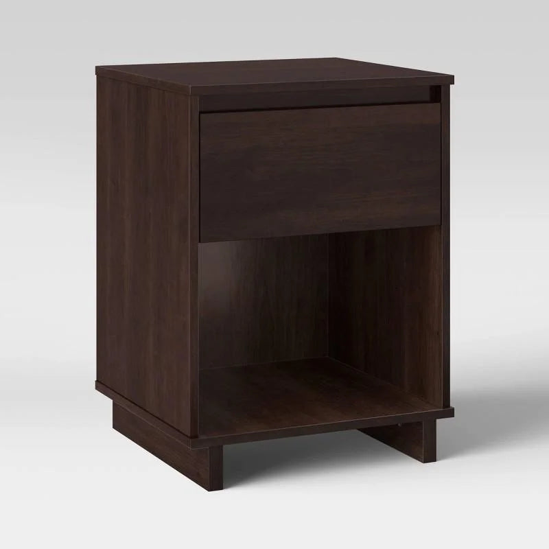 Modern Nightstand Espresso - Room Essentials: Laminated Particle Board Bedside Table with Storage Compartment