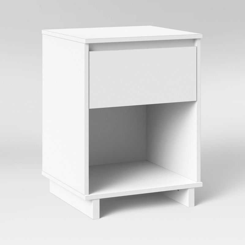 Modern Nightstand White - Room Essentials: Laminated Particle Board Bedside Table with Storage Compartment