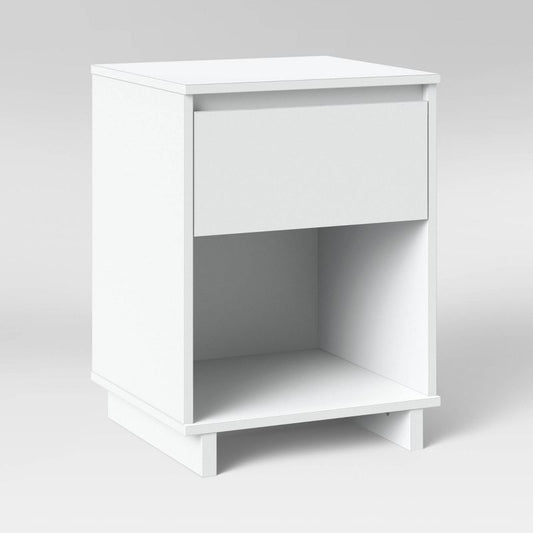 Modern Nightstand White - Room Essentials: Laminated Particle Board Bedside Table with Storage Compartment