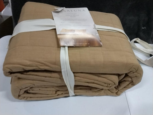 Full/Queen Heavyweight Linen Blend Quilt Warm Brown - Casaluna: Rayon & Cotton, OEKO-TEX Certified, Woven