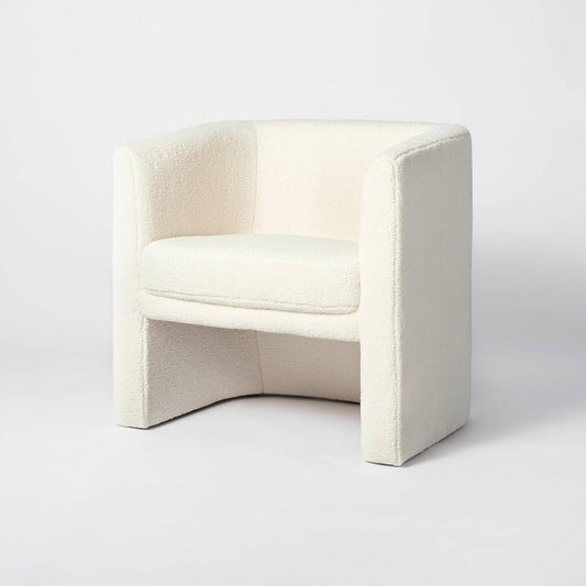 Vernon Upholstered Barrel Accent Chair Faux Shearling Cream - Threshold designed with Studio McGee