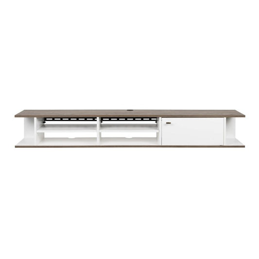 Wall Mounted Tv Stand For Tvs Up To 85" White/drifted Gray - Prepac: Floating Entertainment Center With Cable Management : Target