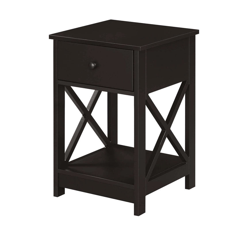Oxford 1 Drawer End Table Espresso - Breighton Home: Contemporary Style, MDF Construction, Shelf Storage