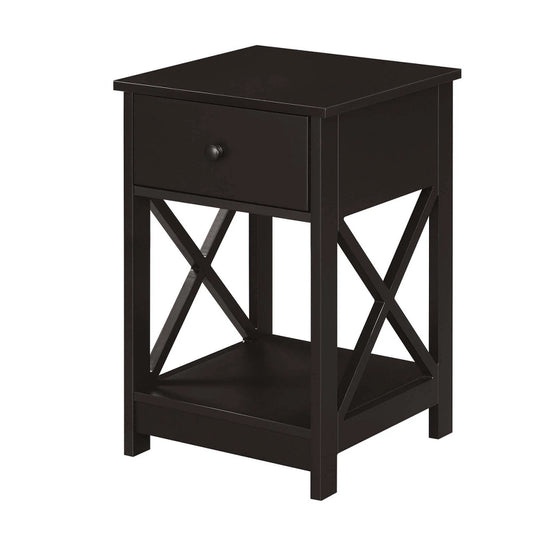 Oxford 1 Drawer End Table Espresso - Breighton Home: Contemporary Style, MDF Construction, Shelf Storage
