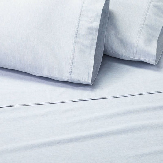 4pc Queen Mélange Dyed Sheet Set Blue - Hearth & Hand™ With Magnolia: 100% Cotton, Twill Weave, Oeko-tex Certified : Target