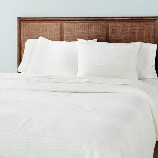 3pc King Slub Center Stripe Comforter Set Sour Cream - Hearth & Hand with Magnolia: Hidden Quilting, OEKO-TEX Certified