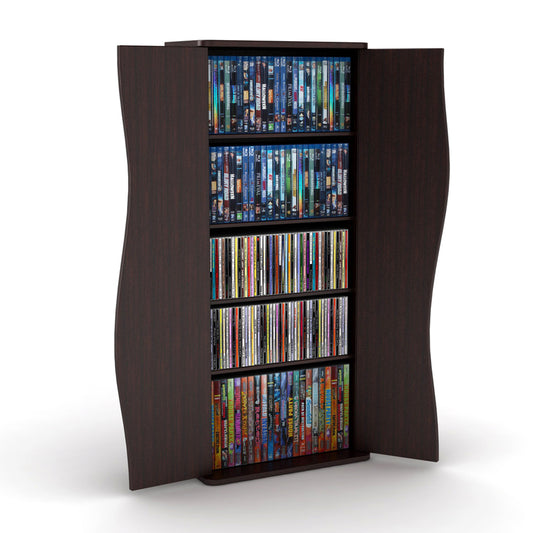 Venus Media Storage Cabinet Espresso - Atlantic: Holds 180 Blu-rays/Games, Magnetic Latch