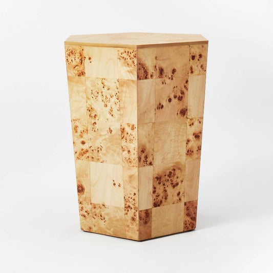 Ogden Burled Wood Accent Table Brown - Threshold designed with Studio McGee: Hexagon Handcrafted, No Assembly Required