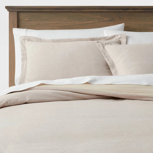 King Cotton Linen Chambray Duvet Cover & Sham Set Khaki - Threshold: Woven Bedding Sets, OEKO-TEX Certified