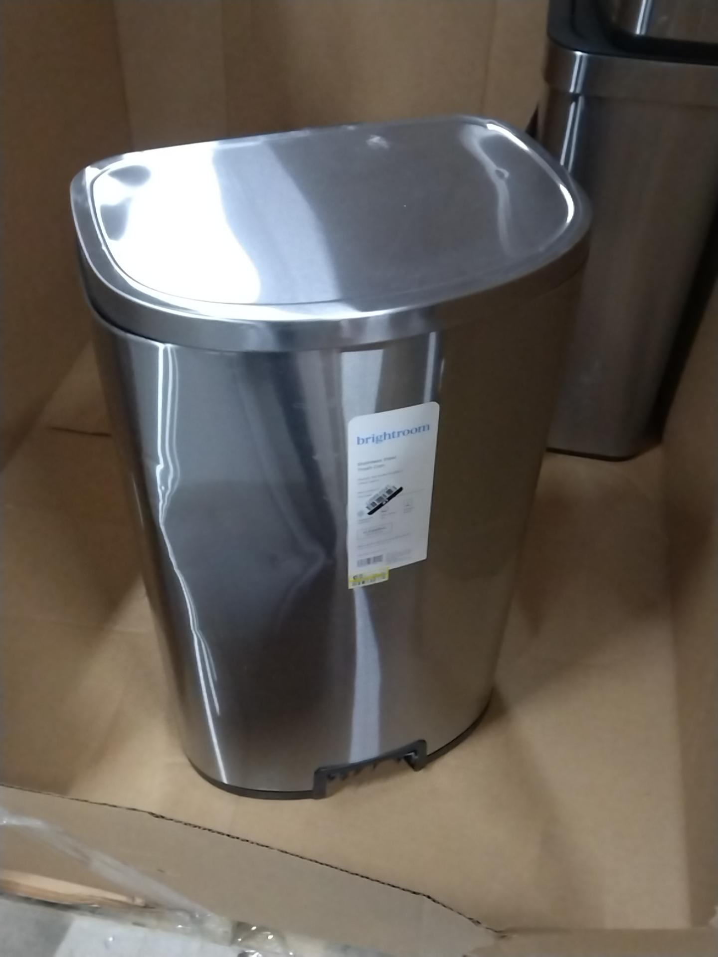 45L D Shape Step Trash Can - Brightroom: Stainless Steel, 13 Gallon, Kitchen Garbage Can, Smooth Finish, Indoor Use