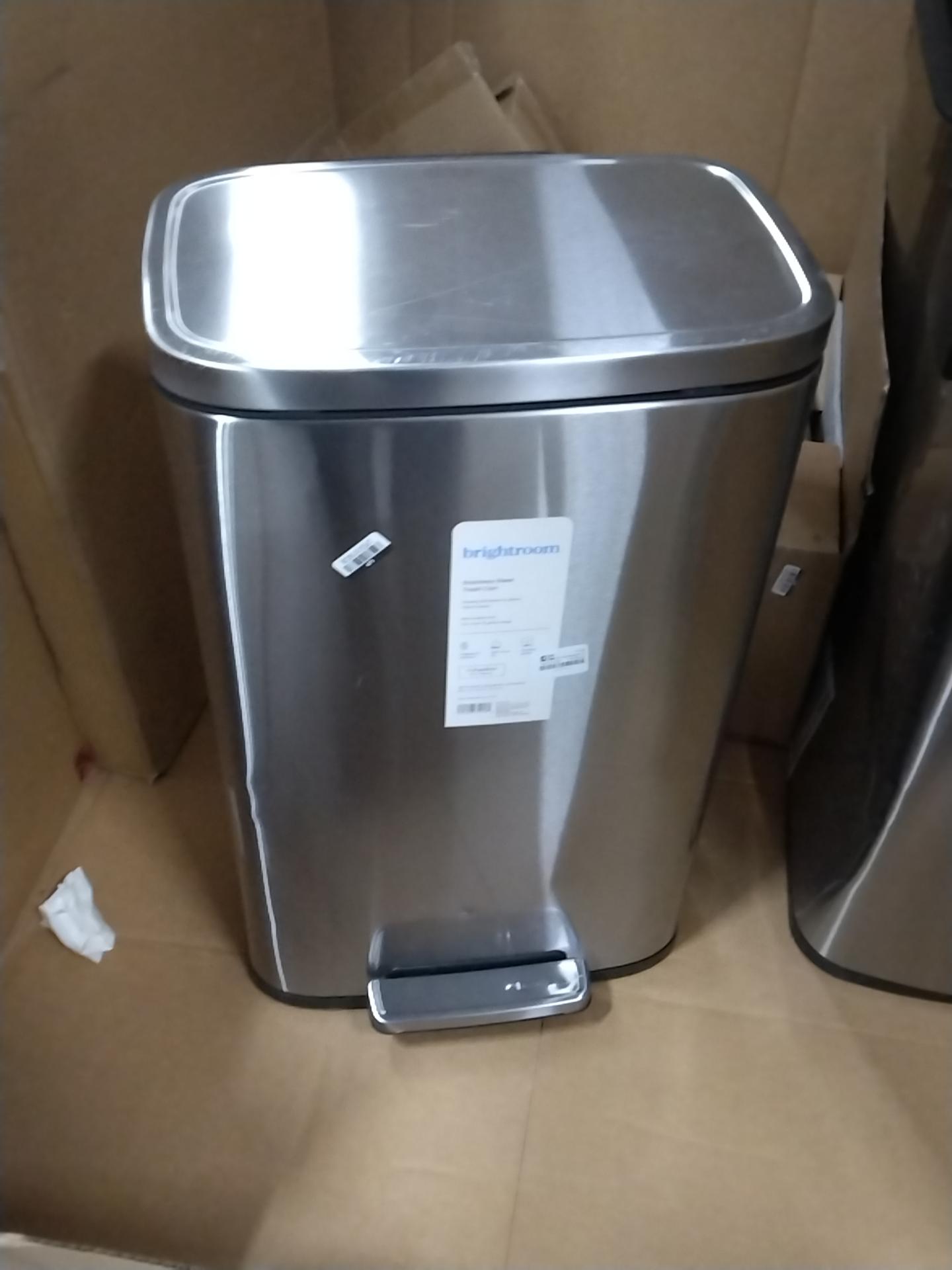 45L Rectangular Step Trash Can Silver - Brightroom: Stainless Steel, Quiet Pedal Lid, Removable Liner, Kitchen Use